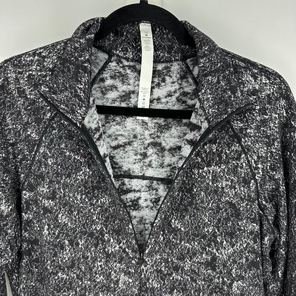 Lululemon Outrun the Elements Half 1/2 Zip Pullover Black/White Jacquard 12 - Picture 8 of 9